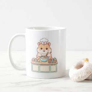 Süßer Kawaii Hamster Koch backt Cupcakes Kaffee Mu Kaffeetasse
