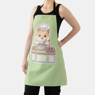 Süßer Kawaii-Hamster-Koch backt Cupcakes Pastell Schürze