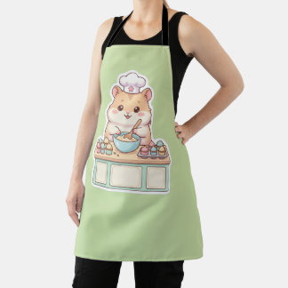 Süßer Kawaii-Hamster-Koch backt Cupcakes Pastell Schürze