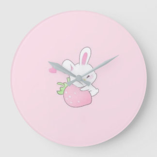 Süßer Kawaii-Hasen-Uhr - Pastellrosa Große Wanduhr
