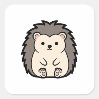 Süßer Kawaii Igel – Illustration süßer Tiere Quadratischer Aufkleber