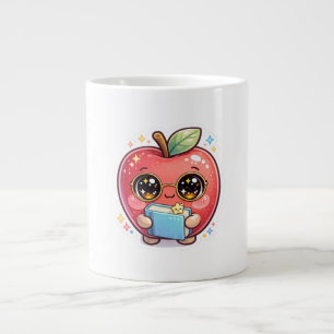 Süßer Kawaii intelligenter Apfel mit Brille, der e Jumbo-Tasse