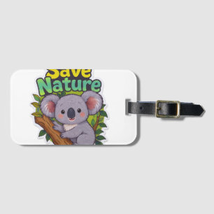 Süßer Kawaii Koala "Rettet die Natur" Gepäckanhänger