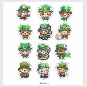 Süßer Kawaii Kobold St. Patty's Day Aufkleber
