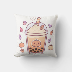 Süßer Kawaii-Kürbis-Gewürz-Boba-Wurfkissen Kissen