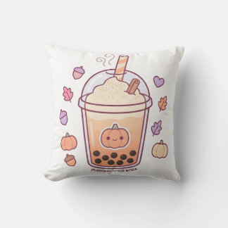 Süßer Kawaii-Kürbis-Gewürz-Boba-Wurfkissen Kissen