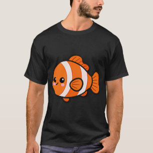 Süßer Kawaii lächelnder Fisch – Orange Weiß Cartoo T-Shirt