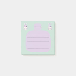 Süßer Kawaii-Lavendel-Hase-linierter Mint-Post-it- Post-it Klebezettel