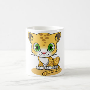 Süßer Kawaii Leopard Cub Cartoon mit großen Augen Kaffeetasse
