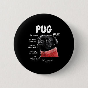 Süßer Kawaii lustiger schwarzer Mops-Hund beherrsc Button