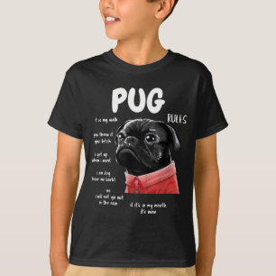Süßer Kawaii lustiger schwarzer Mops-Hund regiert  T-Shirt