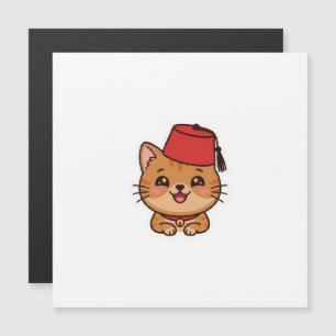Süßer Kawaii-Marokkanischer Fez-Hut-Katzen-Aufkleb Magnetkarte