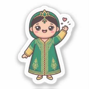 Süßer Kawaii Marokkanischer Kaftan Traditionelles  Aufkleber