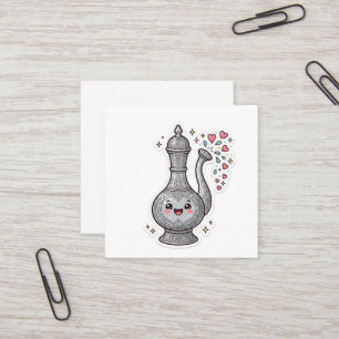Süßer Kawaii marokkanischer Silber-Rosenwasserspre Quadratische Visitenkarte
