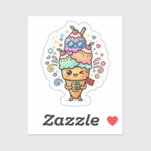 Süßer Kawaii marokkanischer Sommer-Eistee mit Minz Aufkleber