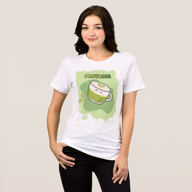 Süßer Kawaii Matcha Latte  Tri-Blend Shirt (Vorderseite voll)