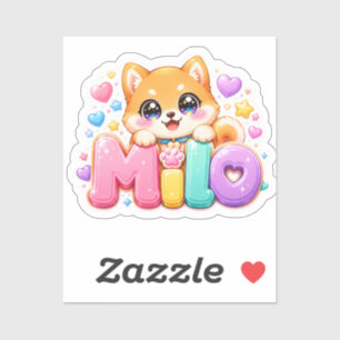 Süßer Kawaii Milo Hund Name Pastell Rosa Funkelnd  Aufkleber