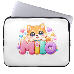 Süßer Kawaii Milo Hund Name Pastell Rosa Funkelnd Laptopschutzhülle