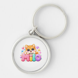 Süßer Kawaii Milo Hund Name Pastell Rosa Funkelnd  Schlüsselanhänger