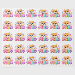 Süßer Kawaii Milo Hunde Name Pastell Rosa Funkelnd Geschenkpapier