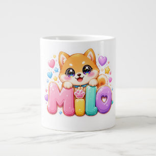 Süßer Kawaii Milo Hunde Name Pastell Rosa Funkelnd Jumbo-Tasse