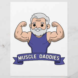 Süßer Kawaii-Muskel-Daddy bärtiger Bodybuilder Briefbogen