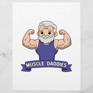Süßer Kawaii-Muskel-Daddy bärtiger Bodybuilder Briefbogen