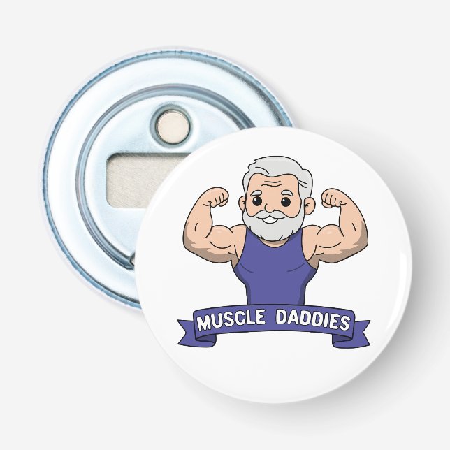 Süßer Kawaii-Muskel-Daddy bärtiger Bodybuilder Flaschenöffner (Vorderseite)