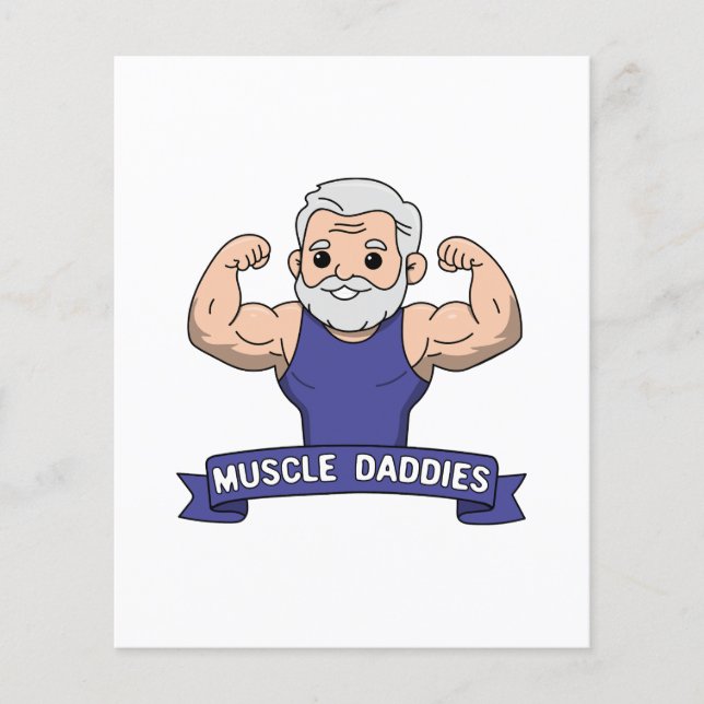 Süßer Kawaii-Muskel-Daddy-Bärtiger-Bodybuilder Flyer (Vorne)