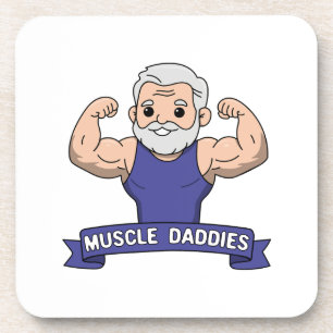 Süßer Kawaii-Muskel-Daddy-Bärtiger-Bodybuilder Getränkeuntersetzer
