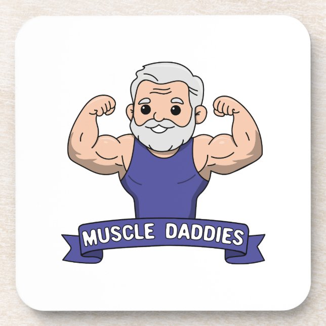 Süßer Kawaii-Muskel-Daddy-Bärtiger-Bodybuilder Getränkeuntersetzer (Vorderseite)