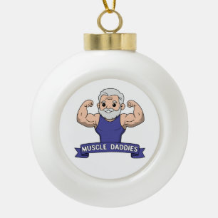 Süßer Kawaii-Muskel-Daddy bärtiger Bodybuilder Keramik Kugel-Ornament