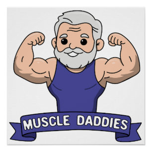 Süßer Kawaii-Muskel-Daddy bärtiger Bodybuilder Poster
