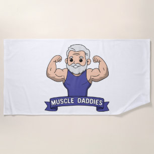 Süßer Kawaii-Muskel-Daddy bärtiger Bodybuilder Strandtuch