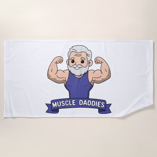 Süßer Kawaii-Muskel-Daddy bärtiger Bodybuilder Strandtuch (Vorderseite)
