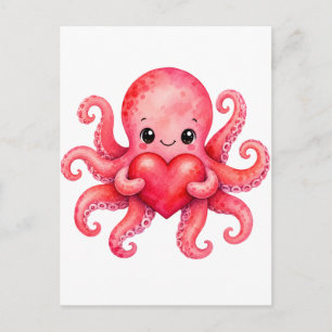 Süßer Kawaii-Oktopus mit Herz Postkarte