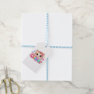 Süßer Kawaii Oliver Katzenname Pastellrosa Funkeln Geschenkanhänger