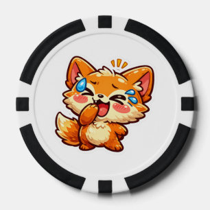 Süßer Kawaii Orange Fuchs Lachend Weinend TränenSt Pokerchips