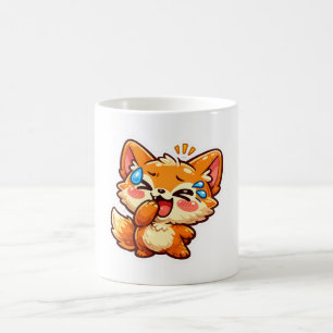 Süßer Kawaii-Orangener Fuchs lacht weinend Tränen- Kaffeetasse