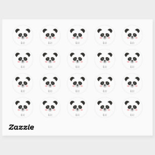 Süßer Kawaii-Panda-Aufkleber – Individuelle Namens Runder Aufkleber