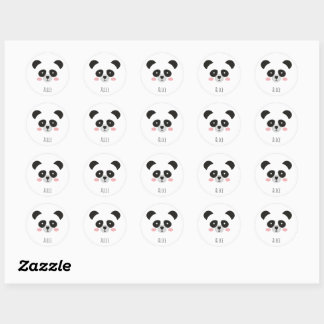 Süßer Kawaii-Panda-Aufkleber – Individuelle Namens Runder Aufkleber