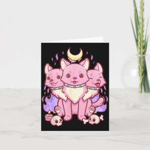 Süßer Kawaii-Pastell-Goth Y 3-köpfiger Hund Karte