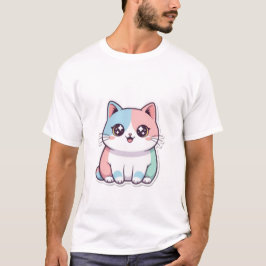 Süßer Kawaii-Pastell-Katzen-Aufkleber mit funkelnd T-Shirt