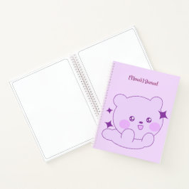 Süßer Kawaii Pastell Lila Glitzernder Bärchen Cust Notizbuch