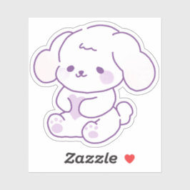 Süßer Kawaii Pastell Lila Hängeohren Welpe Aufkleber