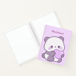 Süßer Kawaii-Pastell-Lila-Panda mit Herz individue Notizbuch