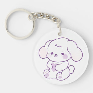 Süßer Kawaii-Pastell-Lila-Schlapphund-Welpe Schlüsselanhänger