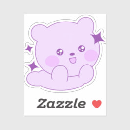 Süßer Kawaii-Pastell-Lila-Sparkling-Bärchen-Custom Aufkleber