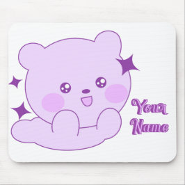 Süßer Kawaii Pastelllila Bär mit individuellem Nam Mousepad