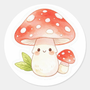 Süßer Kawaii-Pilz-Aufkleber - Bezaubernder roter A Runder Aufkleber